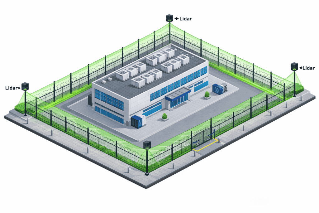 Illustration de la couverture de détection périmétrique LiDAR PulseVi
